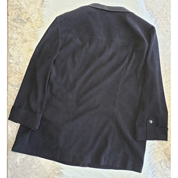 JM Collection Faux Suede Jacket Snaps Black Sz 18 - Picture 3 of 7